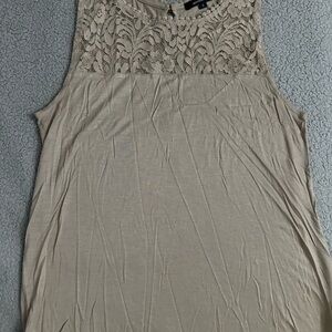 Ambiance Lace Yoke Sleeveless Camisole - Beige